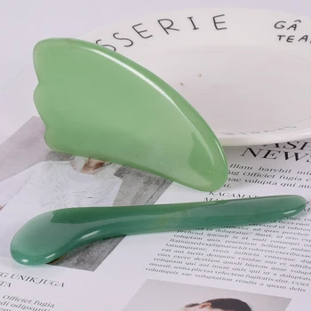 

Jade China Traditional Facial Gua Sha Tool Spoon Shape Natural Aventurine SPA Acupuncture Scraping Massage Healing Health Care