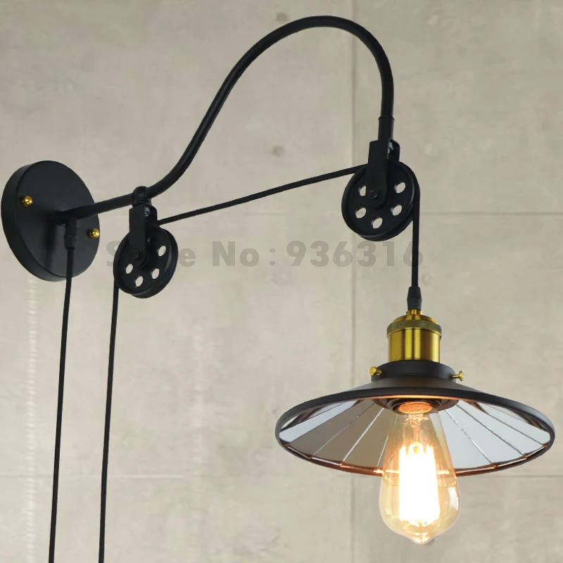 Adjustable Vintage Wall Lamp Fashion Antique Lighting American Style Lift Retractable Pulley Wall Lamp fixture Adjustable Vintage Wall Lamp Fashion Antique Lighting American Style Lift Retractable Pulley Wall Lamp fixture