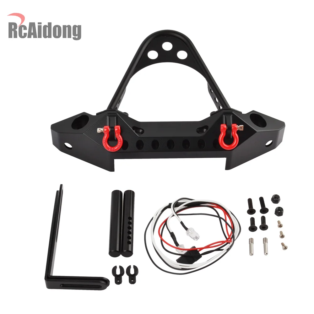 

1/10 Rc Car Metal Front Bumper with Light for Traxxas TRX-4 TRX4 Axial Scx10 D90 D110 SCX10 II 90046 RC Upgrade Part