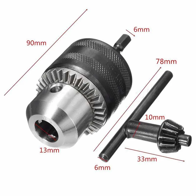 1set 1.5-13mm Quick Change Drill Chuck Driver Converter + 1/2'' Hex Shank Key Adaptor