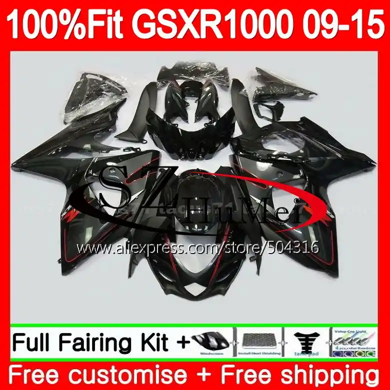 Обтекатель для SUZUKI GSX-R1000 K9 GSX глянцевый черный R1000 39SH13 GSXR1000 09, 10, 11, 12, 13, 15 лет GSXR 1000 2009 2010 2011 2012 2014 2015 - изображение