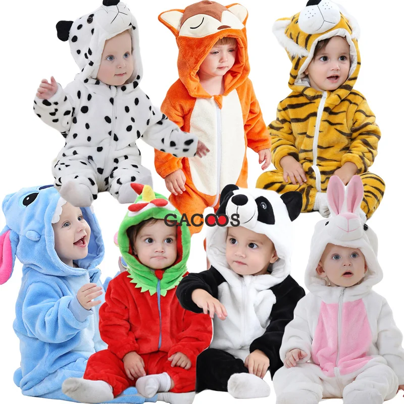 

Baby Girl Clothes New Born Baby Rompers Kids Jumpsuit Winter Animal Hooded Bebes Romper Infant Baby Pajamas Kigurumi Panda Cow