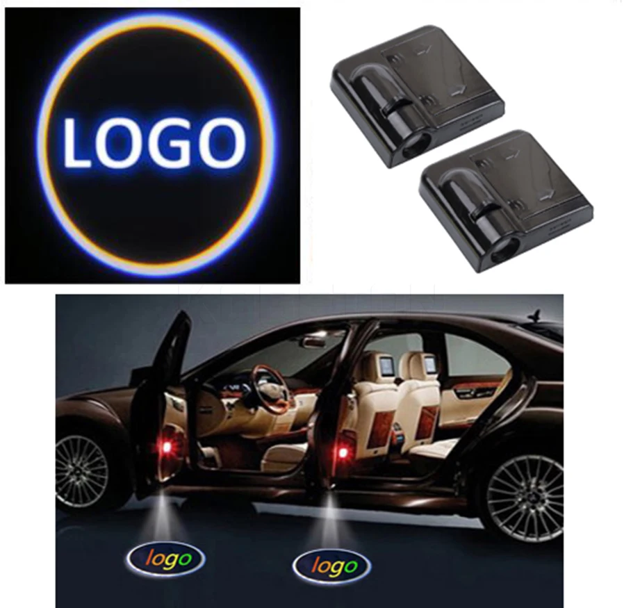 

2pcs Wireless magnetic Car Door welcome LED laser Projector Light Shadow Ghost Courtesy lamp for VW BMW audi can do logos