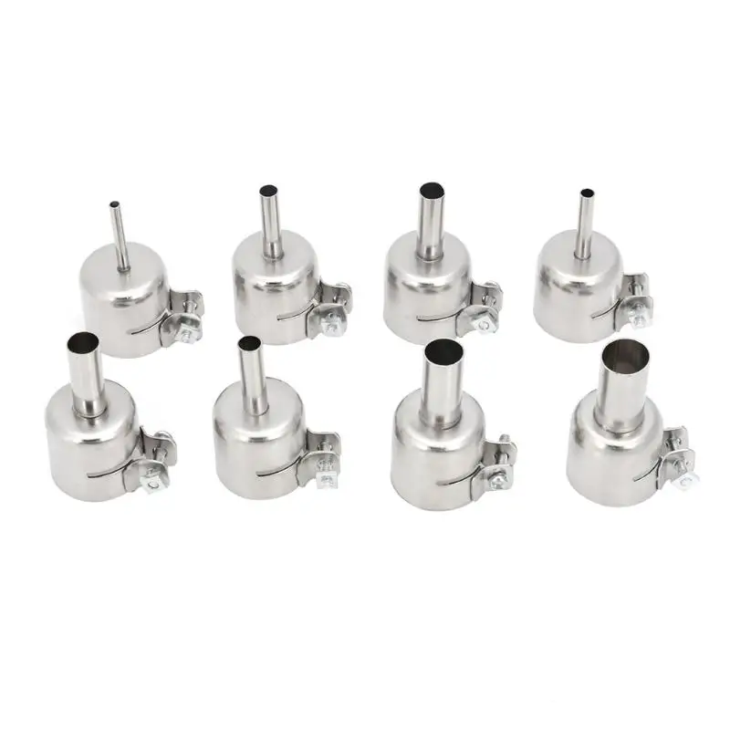 

22 mm Silver 8pcs Soldering Station 850 Hot Air Gun Welding Heat Resistant Nozzles Universal Hot Air Gun for Soldering Rework