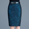2022 New Summer Fashion High Waisted Women Blue Floral Placket Knee Length Skirt , Office Lady Woman Slim 3XL 4xl Pencil Skirts ► Photo 1/6
