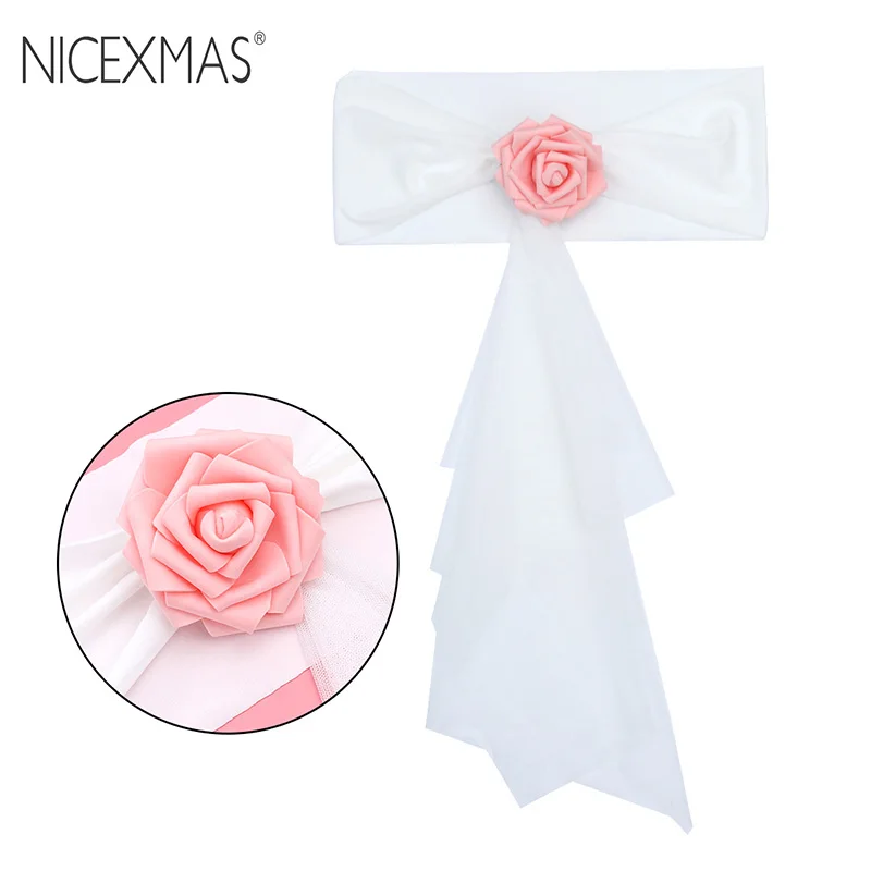 

NICEXMAS Chair Organza Bow knot for Wedding Party Birthday Banquet Events Supplies Chair Cover Sash Decoration
