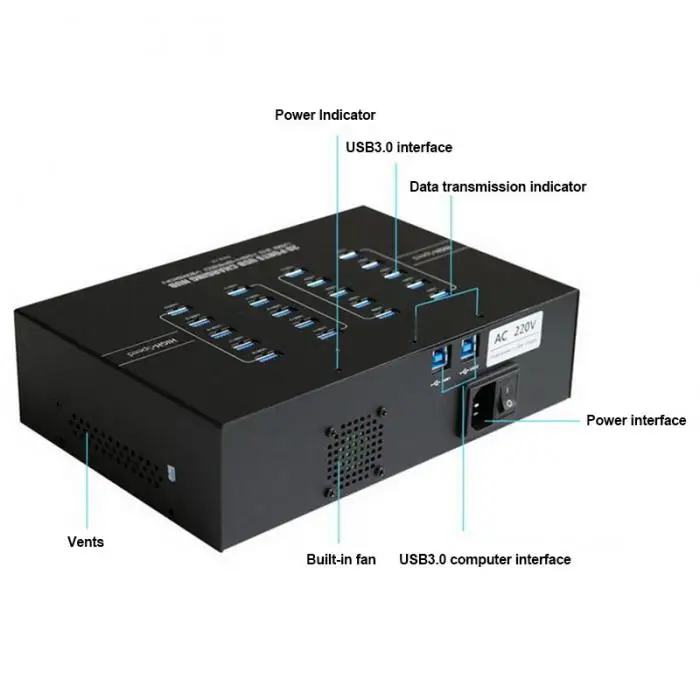 20-порт USB 3,0 концентратор высокой Скорость передачи данных центр данных для компьютера Тетрадь новое поступление