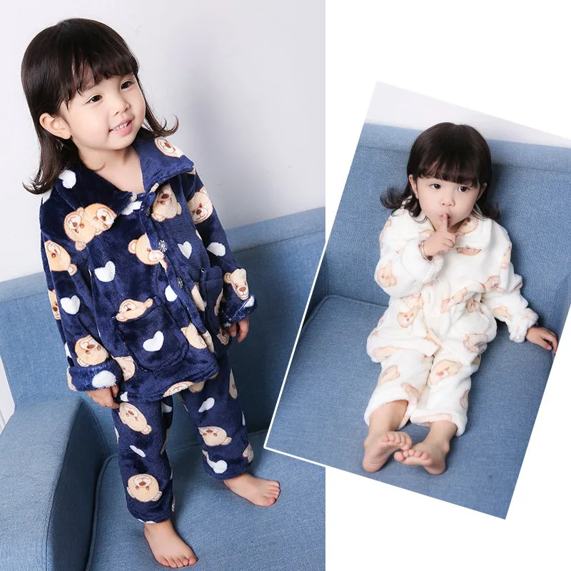 CROAL CHERIE Fleece Sleepwear For Girl Baby Boy Fall 2018 Kids Pajamas For Children Warm Sleeping Clothes Sets 80-130cm  (6)