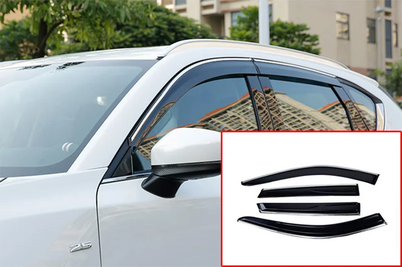 Окна автомобиля дождевое укрытие щит козырек дефлектор защитная накладка на солнцезащитный козырек для Mazda CX-5 CX5 KF Авто-Стайлинг - Цвет: 4 pieces