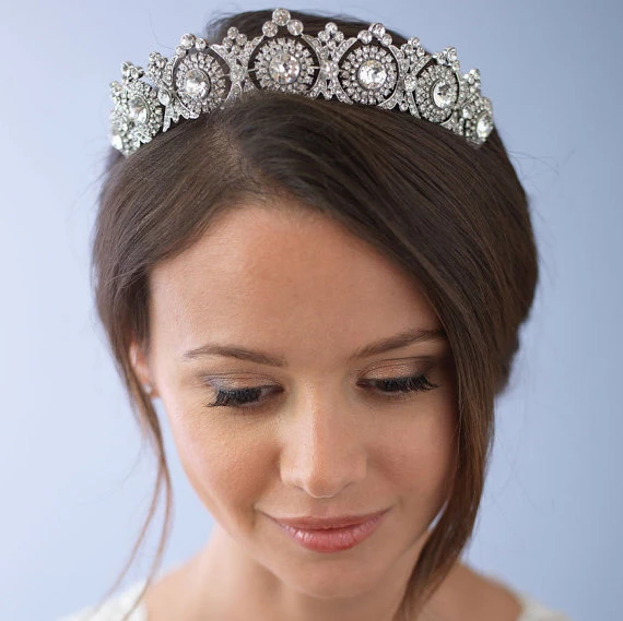 KMVEXO Tiaras y coronas de cristal para el cabello, accesorios para el cabello de boda, corona de princesa Tiara de boda novias, adornos para el cabello 2018|Joyería para el cabello| -