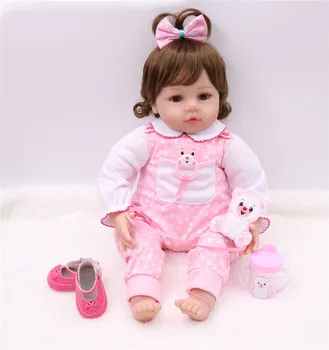 

Bebe Doll Reborn 22inch Cute girl toddler silicone reborn baby dolls toys for child birthday gift play house toys boneca reborn
