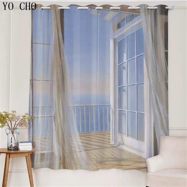 Yo Cho New Modern Beach Scenic Seaside Sheer Curtains Yo Cho New Modern Beach Scenic Seaside Sheer Curtains For Bedroom Blackout