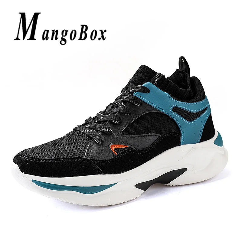 Thick Soled Athletic Running Male Shoes Red Balck Mens Trainers Sports Sock Jogging Sneakers for Men Hard-Wearing Gym Men Shoes