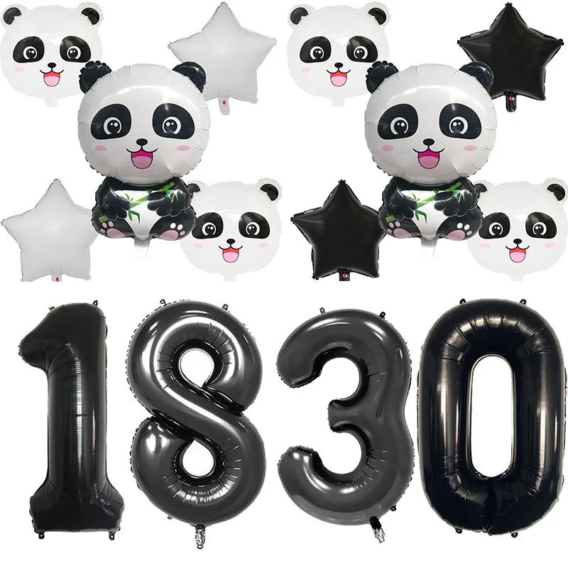 6 шт., вечерние шары с изображением панды, 32 дюйма, шары с цифрами, украшения для дня рождения, свадебные шары, Товары для детей