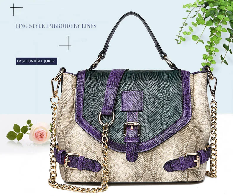 Female Designer Luxury Tote Stylish Snake Skin Print Handbag for Women Big Fashion Leather Shoulder Bag Panelled Crossbody Purse (2)