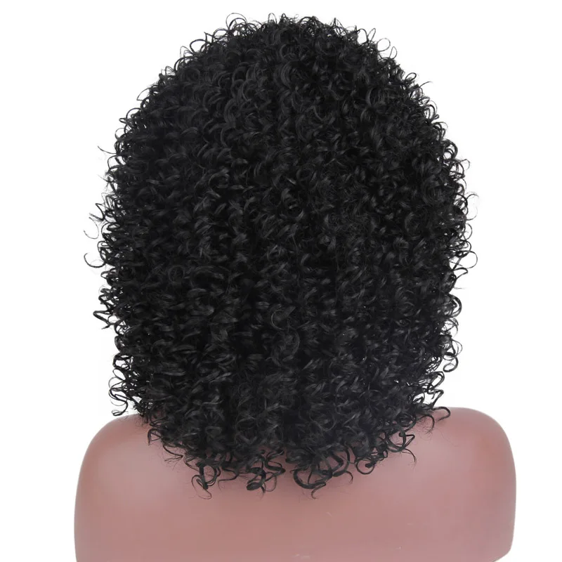 AISI Волосы Короткие афро кудрявый парик натуральный черный синтетические парики для женщин черный смешанный коричневый парик Термостойкое волокно - Цвет: WL9192-1B