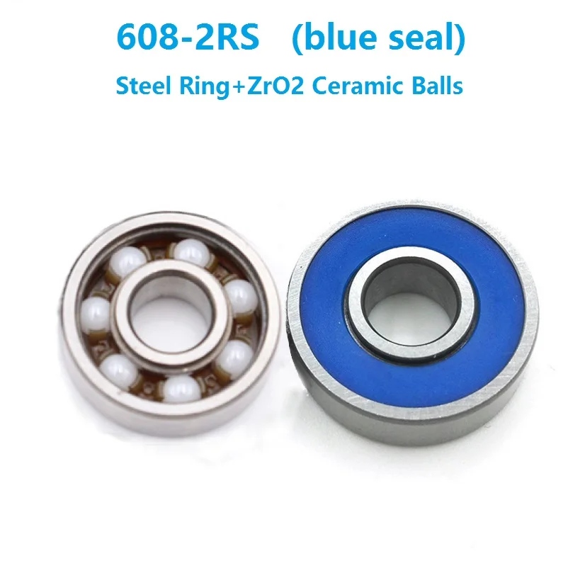 

50pcs/lot 608-2RS RS 608RS Bearing Steel hybrid ZrO2 Ceramic balls bearing Hand Finger Fidget Spinner Skate bearings 8*22*7 mm