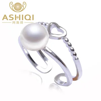 

ASHIQI Natural Freshwater Pearl Love Rings for Women Real 925 Sterling Silver Jewelry Fashion Party GIFT
