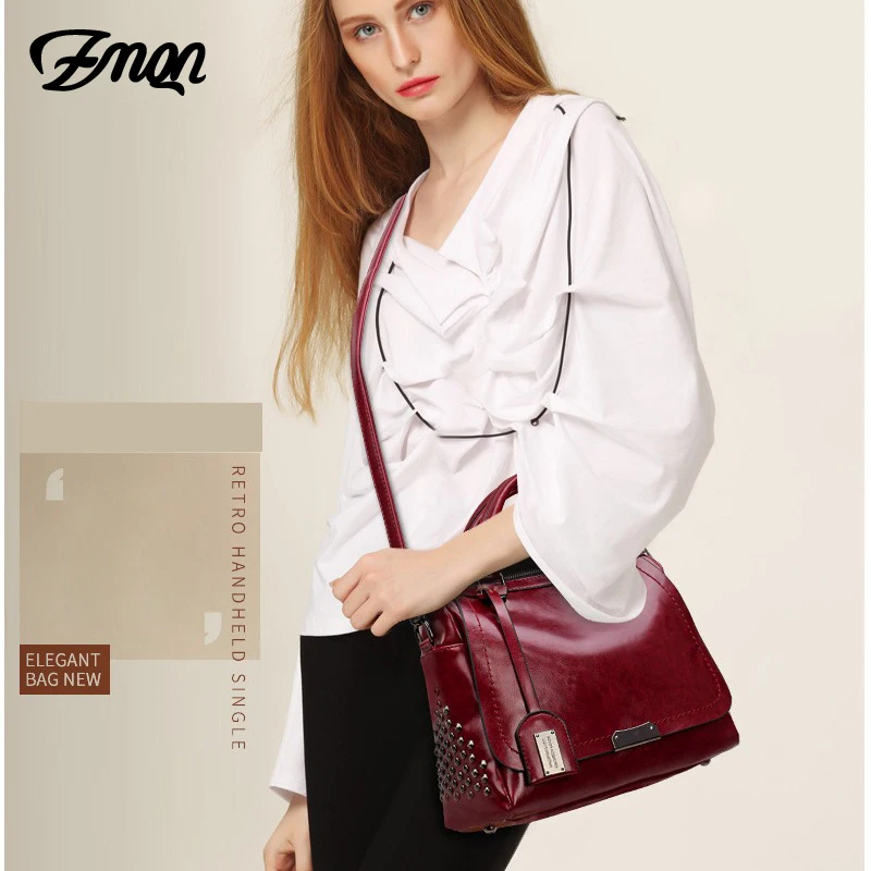 ZMQN женские сумки для сумки через плечо женские дешевые кожаные дамские сумочки женские известные бренды сумки через плечо с заклепками Kabelka C639
