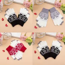 Новые Рождественские Зимние теплые перчатки для мужчин и женщин с принтом снежинки, вязаные сенсорные перчатки, женские перчатки, перчатки для сенсорного экрана