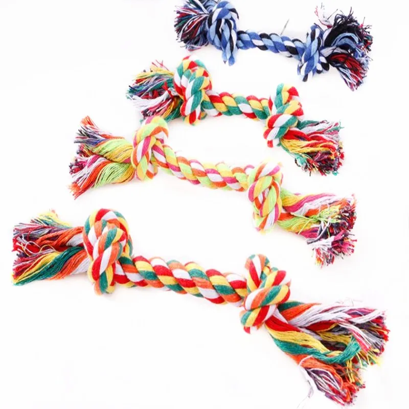 Colorful knot toys for dogs and cats Double knot cotton rope toys