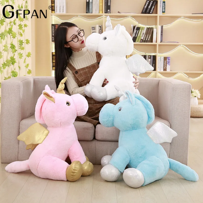 Новинка 40 см Kawaii Единорог подушка игрушки мягкие хлопковые плюшевые животных