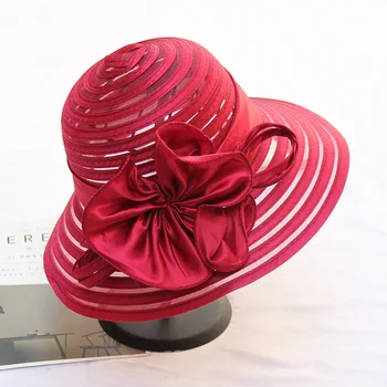 

MIARA.L 2019 new crystal fabric mesh shade hat large eave ladies flower sun hat summer sun hat