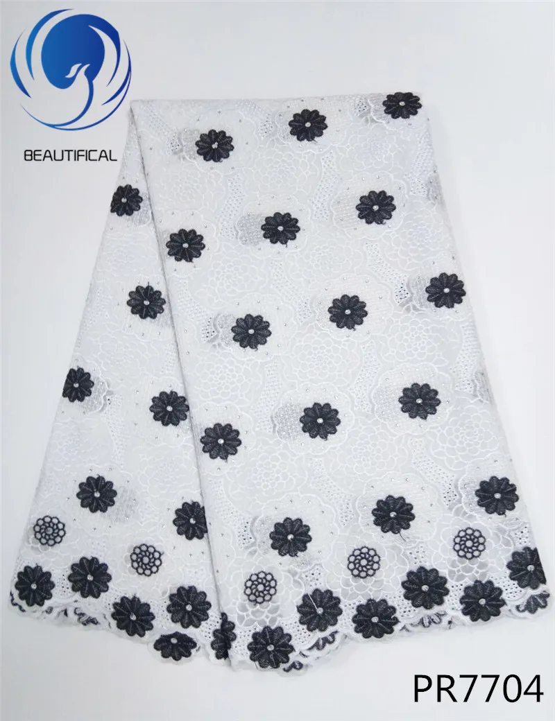 

BEAUTIFICAL White African swiss voile lace fabric 2017 New arriver black embroidery cotton voile lace fabric for clothes PR77