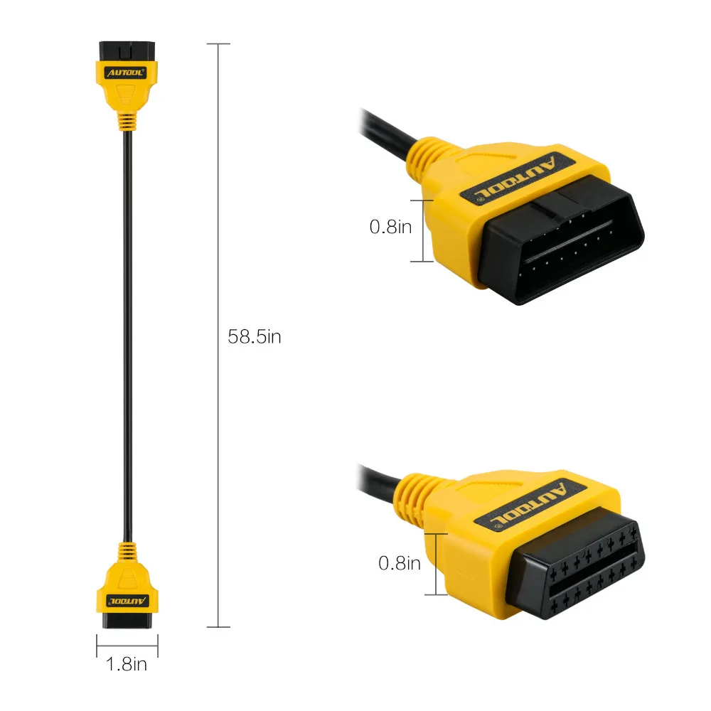 AUTOOL 1 5 м OBD2 16 контактный Удлинительный кабель 150 см ELM327 OBD II коннектор|obd2 16pin|cable pinobd2