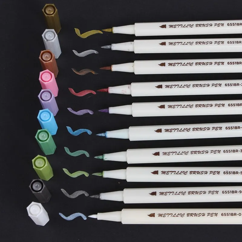 

Metallic Marker Pens black pen Painting caligraphy Pen Set Drawing Fine Tip Birthday Gift Artist's Set Art Supplies Brush Pen