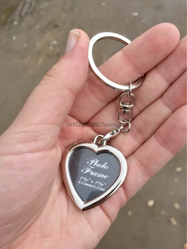 

300PCS Creative Mini Heart Square Round Oval Insert Photo Frame Rotary Keychain Keyring