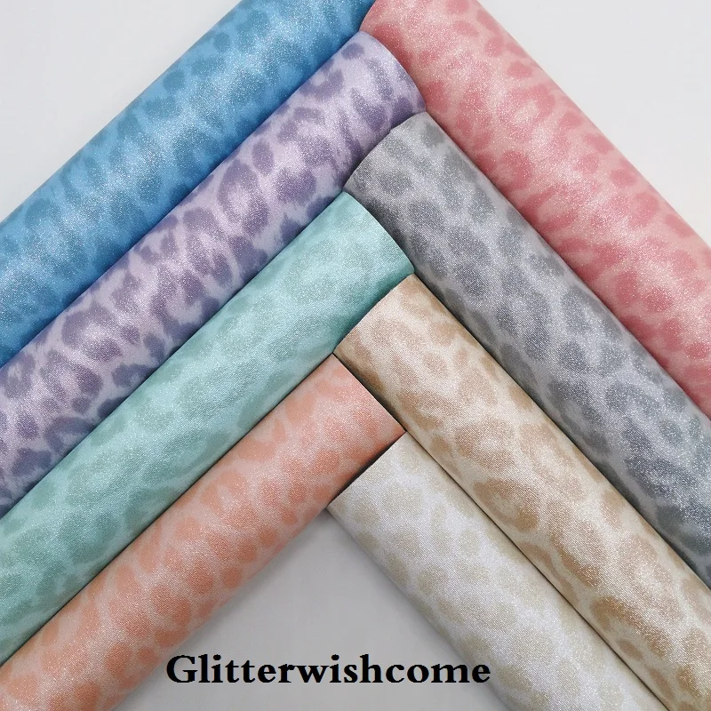 

Glitterwishcome 21X29CM A4 Size Vinyl For Bows Printed Leopard Leather Fabirc Faux Leather Sheets for Bows, GM233A