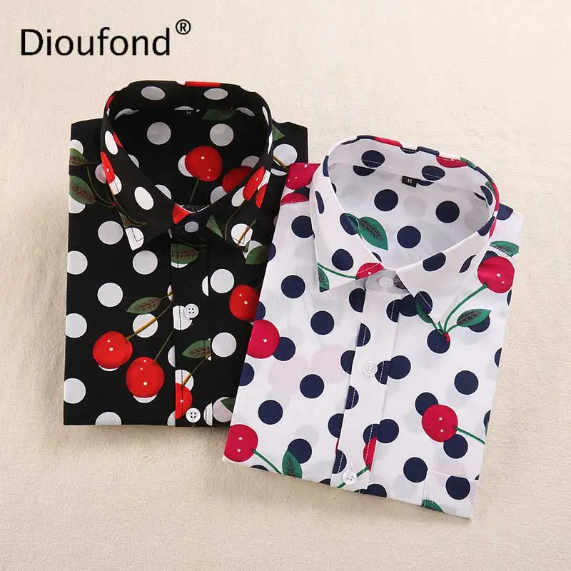 Dioufond Casual Polka Dot Shirts Female Plus Size Long Sleeves Blouses Women's Shirt Cotton Fashion Casima Feminina 2018 S-5XL Dioufond Casual Polka Dot Shirts Female Plus Size Long Sleeves Blouses Women's Shirt Cotton Fashion Casima Feminina 2018 S-5XL