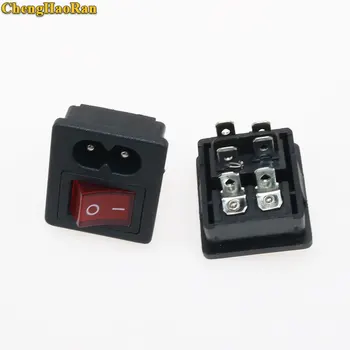 

ChengHaoRan 50pcs IEC320 C8 Power Cord Inlet Socket receptacle ON-OFF Red Light Rocker Switch 250V 2.5A FOR Computer Amplifier