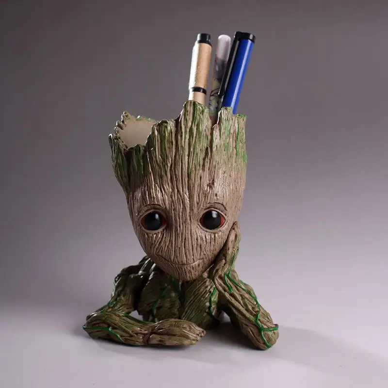 

Hot Flower Pot Baby Groot Flowerpot Cute Toy Pen Pot Holder PVC Hero Model Baby Tree Man Garden Plant Pot Groot Dropshipping