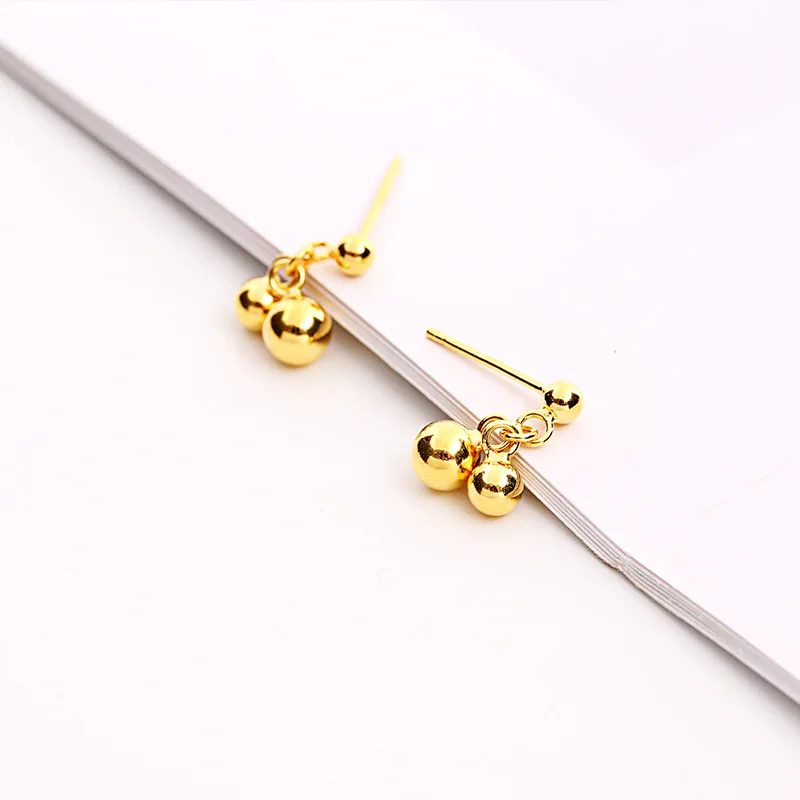 golden ball earring 100% 925 Sterling silver Jewelry fashion Hypoallergenic Stud earrings for women gift