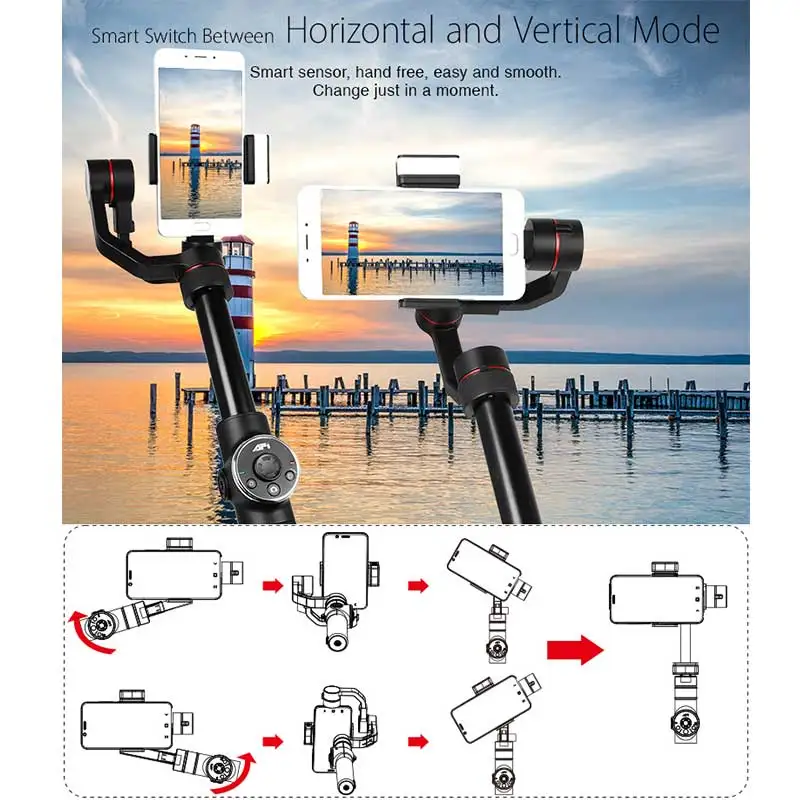 AFI V5 Stabilizer For Phone Gimbal 3-Axis Handheld Smartphone stabilizer cellular phone Selfie Sticks For Gopro Action Camera