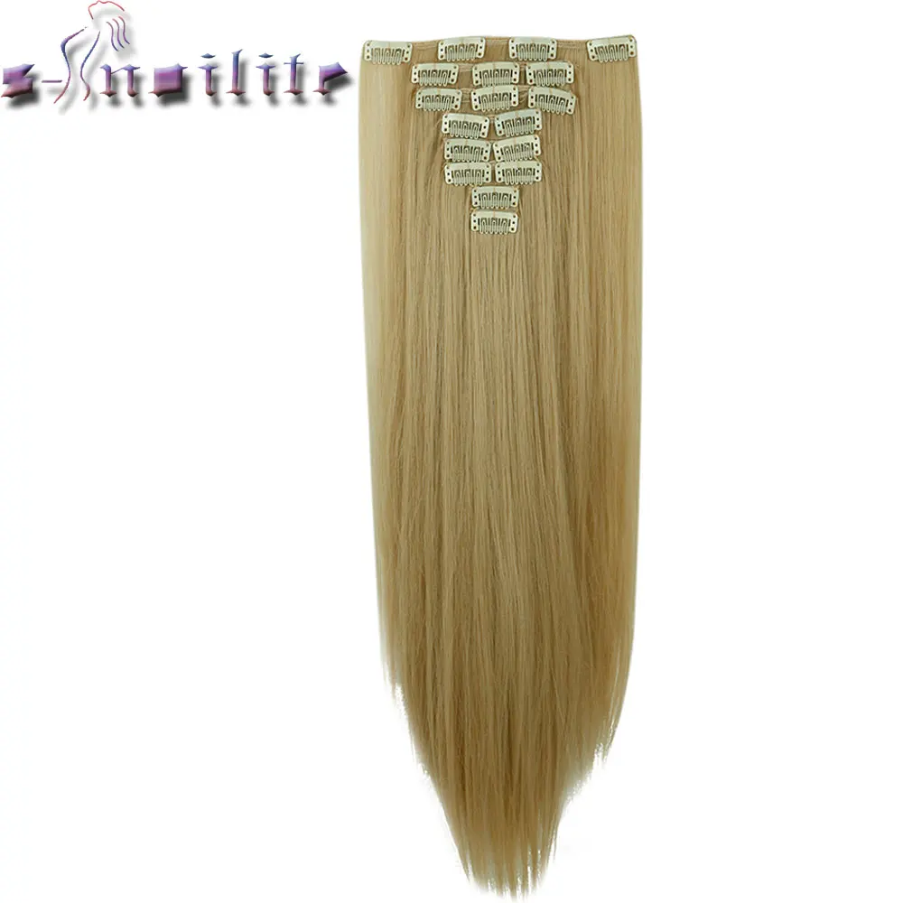 S-noilite 8Pcs/Set 18 Clips ins Striaght Full Head Clip in 