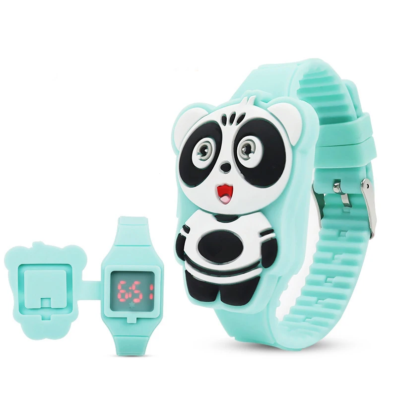 Reloj Infantil флип чехол 3D Медведь Мультфильм Цифровые Детские часы электронные