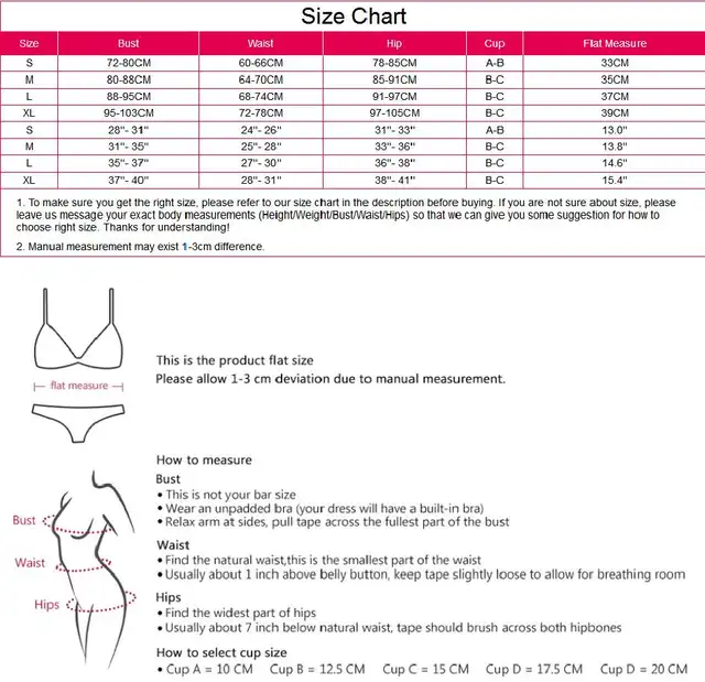 Triangle Bathing Suit Size Chart