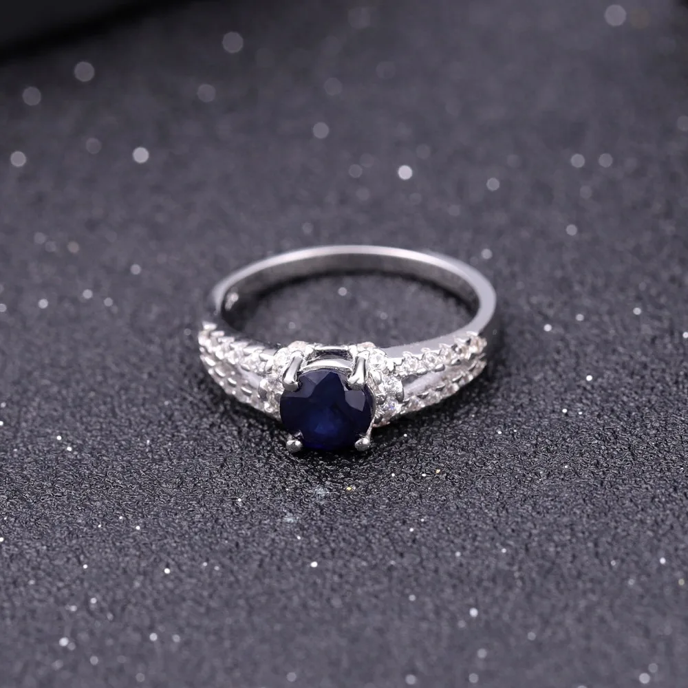 Женское балетное кольцо GEM'S круглое 1.31Ct натуральное синее сапфировое из