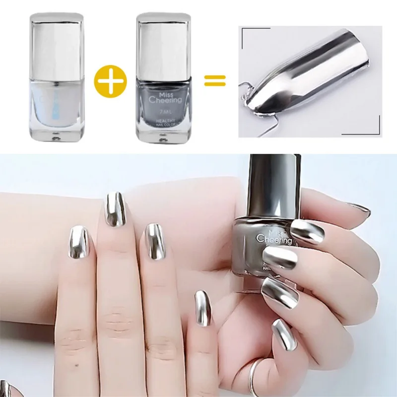 Misscheering Серебряный зеркальный лак для ногтей Базовое покрытие Отшелушивающий металлический лак для ногтей металлический маникюр лак для ногтей S520