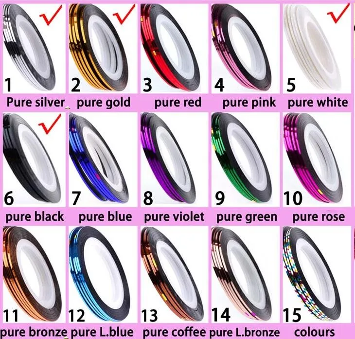 30 Pcs Nail Art Kit-Striping Tape,-полоски для ногтей 30 pack mutl-colors-MKL014747