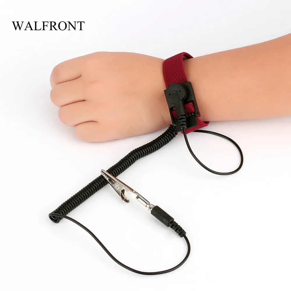 

WALFRONT Anti Static Electronic Wristband Bracelet Electrostatic Wired Wrist Strap Discharge Band Grounding Repair Tools Parts