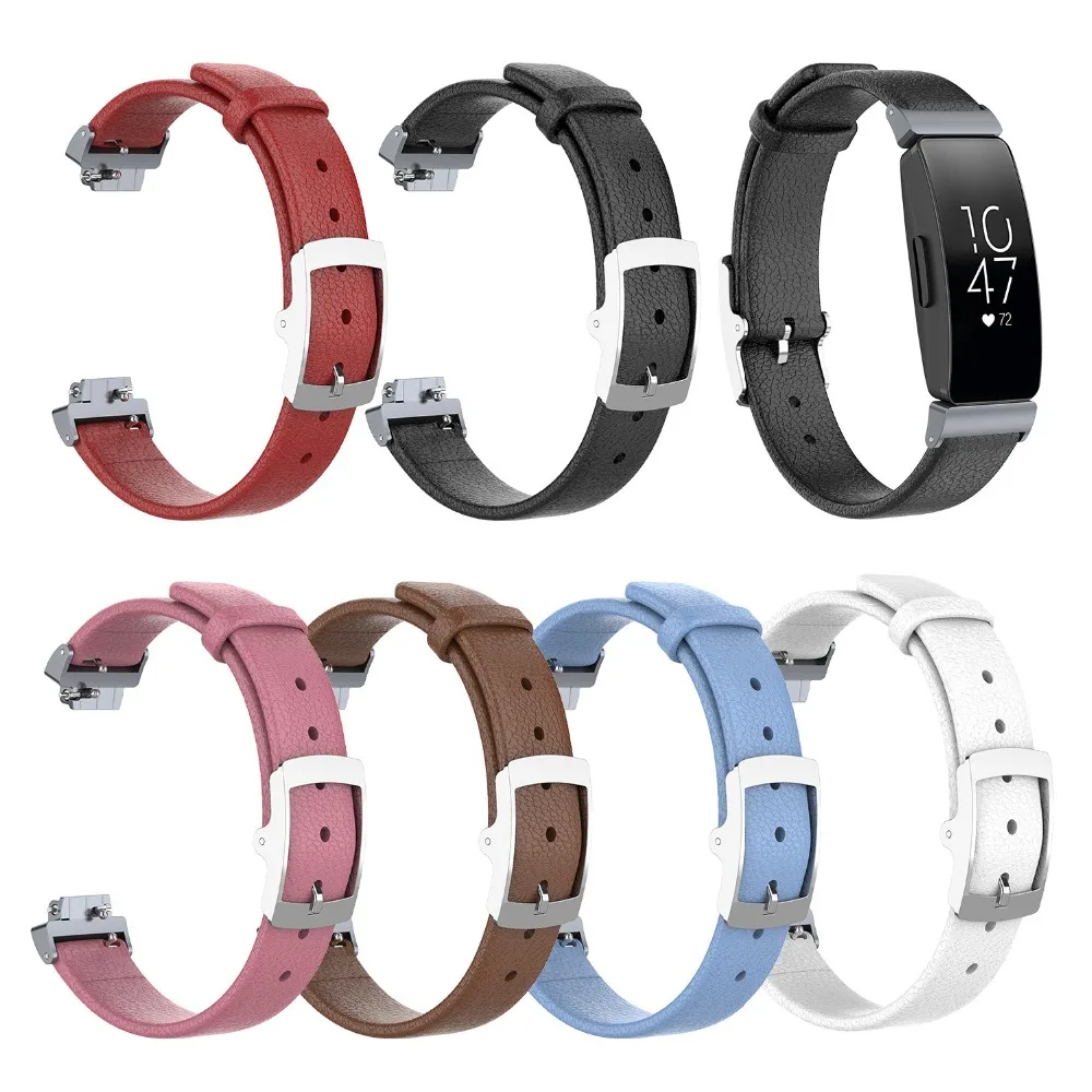 Litchi Veins Adjustable Classic Genuine Leather Replacement Bands for Fitbit Inspire / HR ace2 Fitness Tracker Strap | Электроника