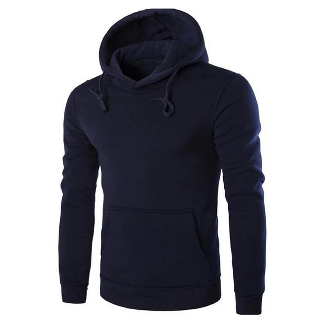 2017 Hooded Plain Black Sweatshirts Mens Hoodies Pullovers Solid Cotton ...