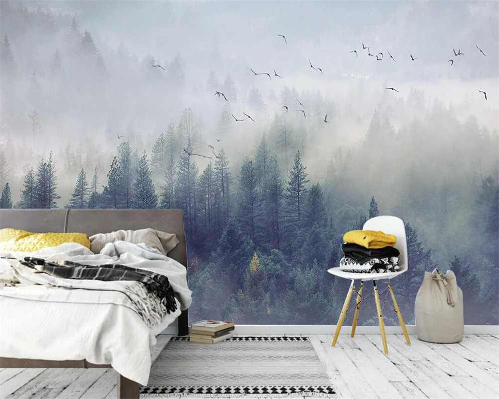 Beibehang Custom wallpaper Nordic fresh forest landscape design TV background wall living room bedroom mural 3d wallpaper photos
