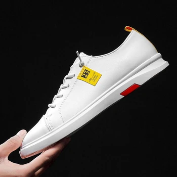 

Fashion Sneakers Genuine Leather Casual Shoes Men Breathable Classic Black White Male Shoes Krasovki Spring Summer Sneakers C4