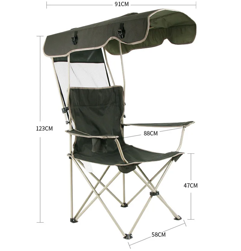 Outdoor Chair Portable Folding Detachable Awning Thicken Steel