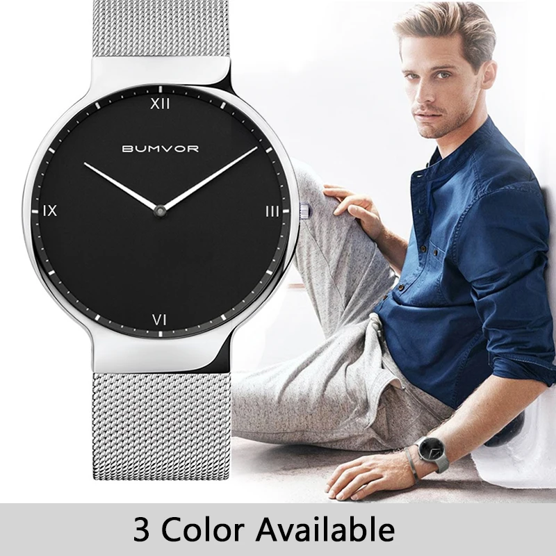 

2018 New Fashion Stainless Steel Black & Silver Band Wtach Luxury Women Men Watches Valentine Gift